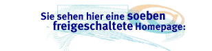 Sie sehen hier eine soeben freigeschaltete Homepage